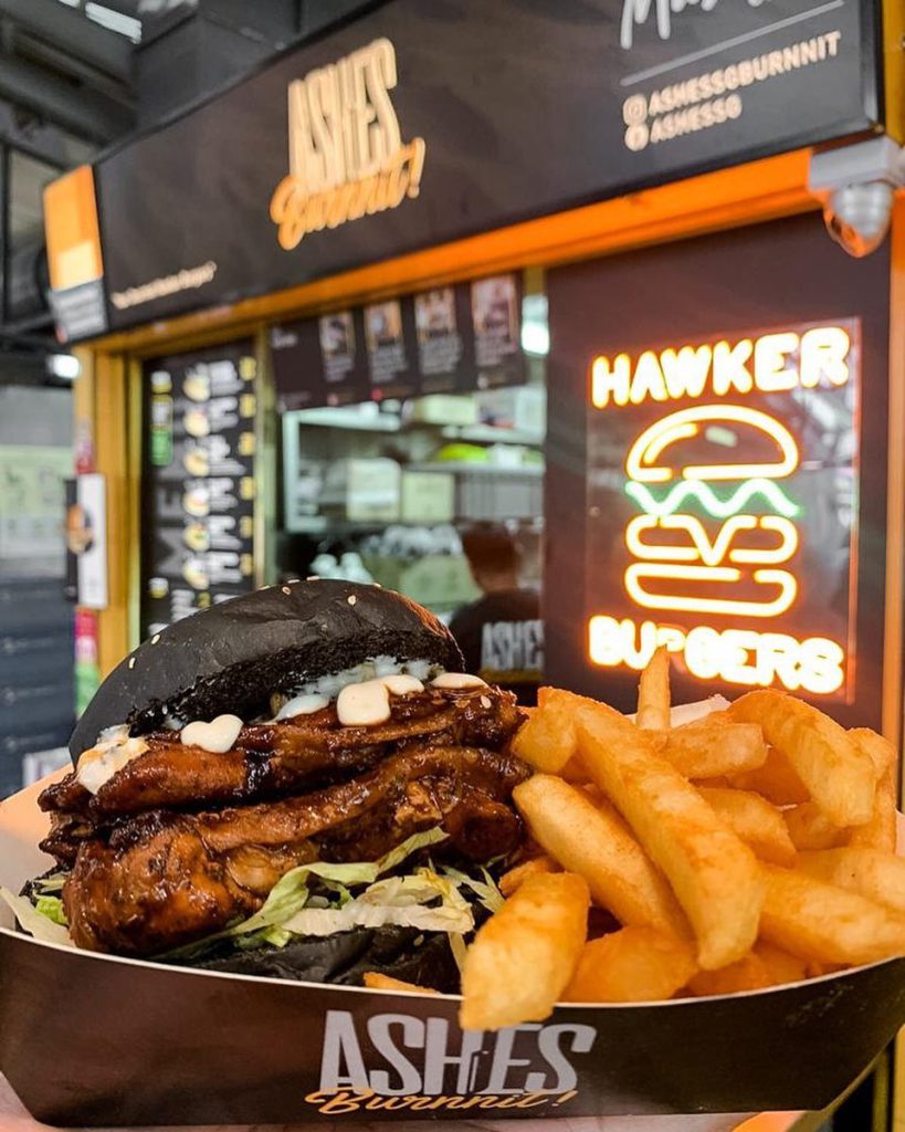 AshesBurnnit's signature charcoal burger